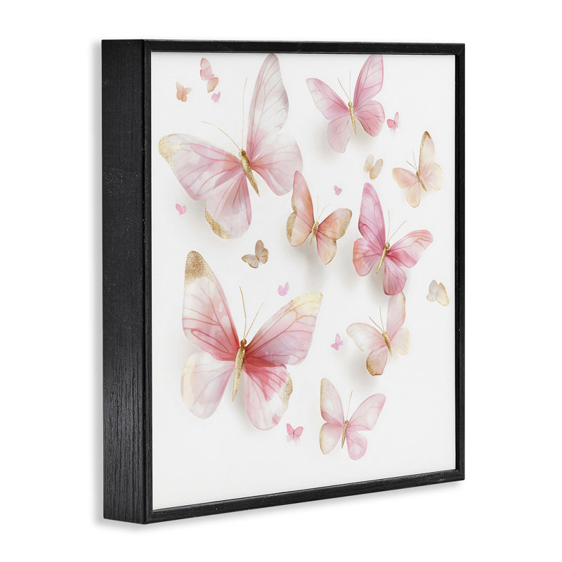 Estampe numérique rose et dorée, design par Creative Studio, H 17 po x l 17 po, Giclée encadrée noir minuit