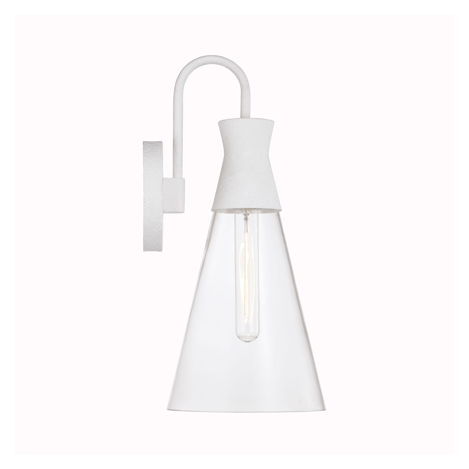 Tonya Single Light Glass Steel Dimmable Armed Sconce, White