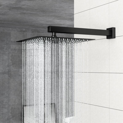 12 Inch Square Dual Shower Head Wall Mounted Matte Black System, - Scald Balanced, 360 Adjustable Thin Rainfall Shower, Handheld For Specific Needs With Balanced Valve, Head, Rotation, And