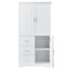 Grande armoire de rangement blanche avec portes et 3 tiroirs pour la salle de bain ou le bureau