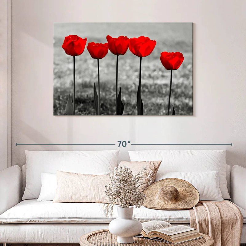 Harnek Five Red Tulips, 30" H x 45" W