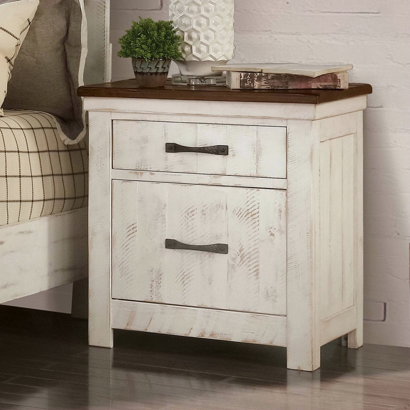 Table de chevet en bois massif vieilli 1Pc