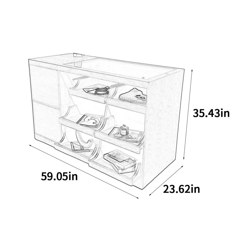 Armoire pour îlot central de style médiéval, H 35,43 po x l 59,05 po x P 23,62 po