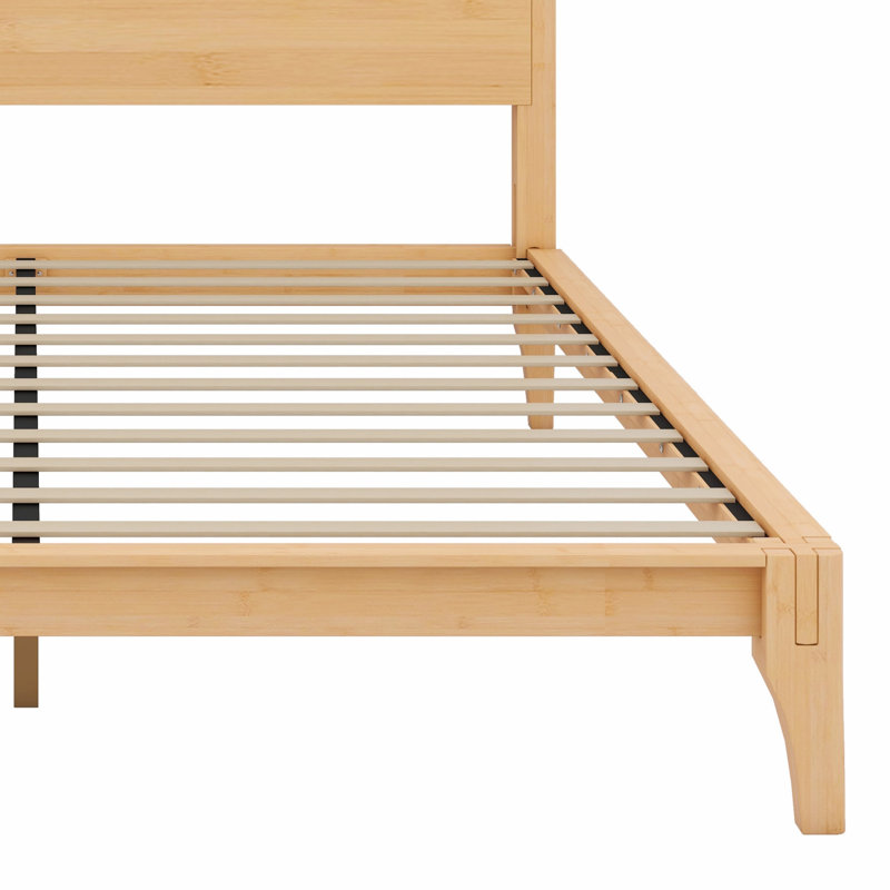 Lit plateforme en bois avec support à lattes, Grand lit, Naturel
