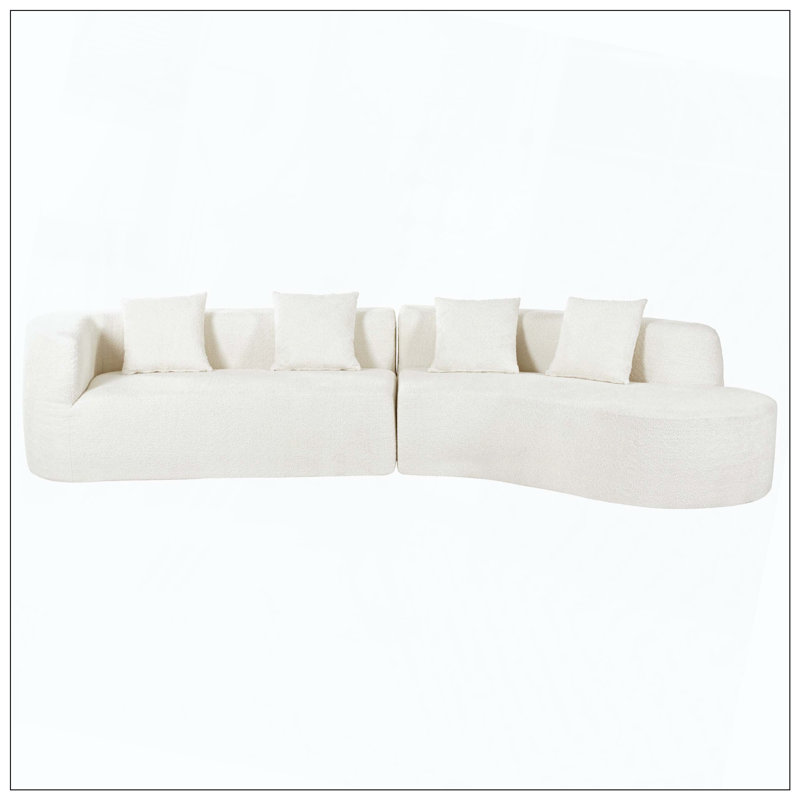Coussin moelleux courbé moderne avec 4 coussins, Beige