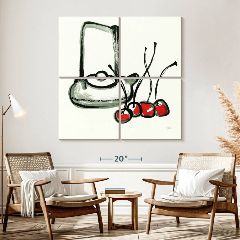 Yarlin thé et cerises, H 57 po x l 57 po