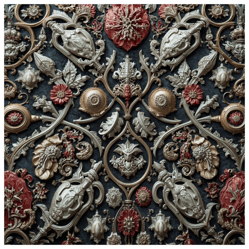 Ornate Baroque Embellishments Duvet Covers, Lit simple