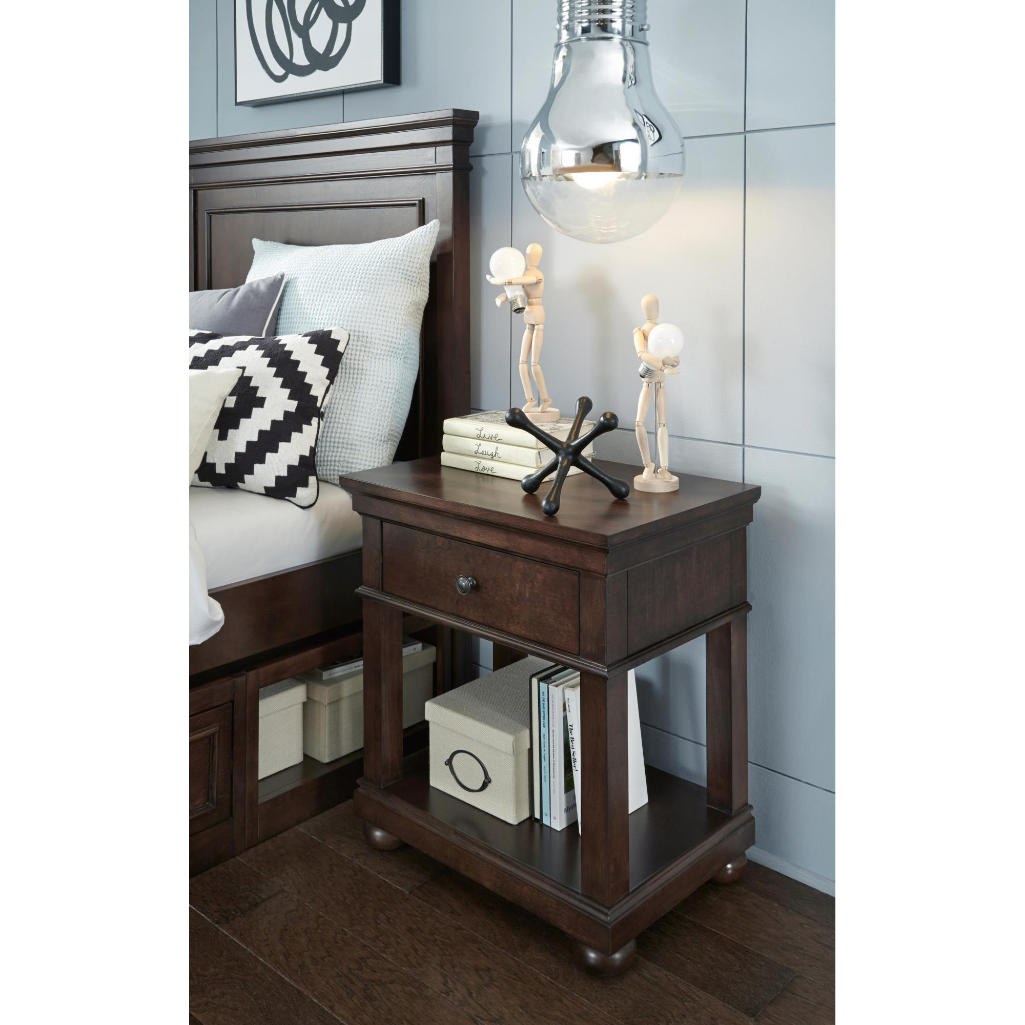 Jayden 1-Drawer Nightstand , Brown