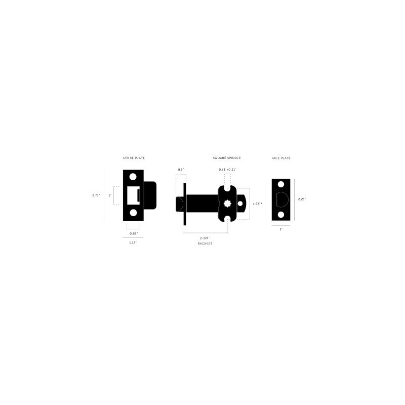 Pocket Door Hardware, Gun Metal, 2.75" H x 1" W x 2.75" D