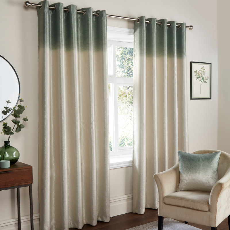 Ombre Strata Blackout Curtain Pair, Green, Width 117 x Drop 137 cm