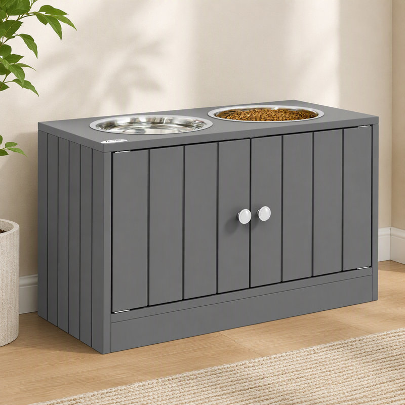Gamelle pour chien avec meuble de rangement, Gray
