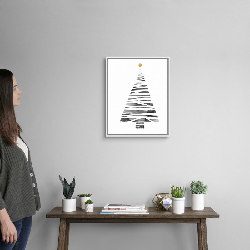 Arbre de Noël I - reproduction d'art sur toile, H 22 po x l 18 po x P 1,75 po, Cadre blanc