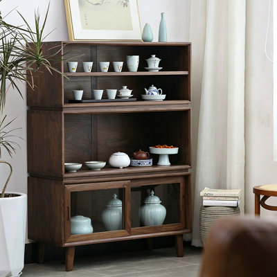 Glass Sliding Door Groove Accent Cabinet