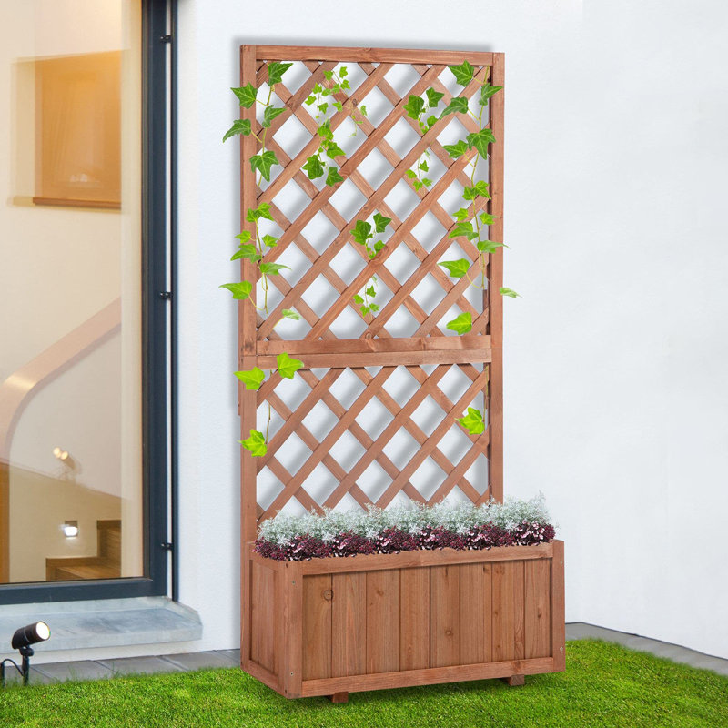 Wood Elevated Planter, Orange