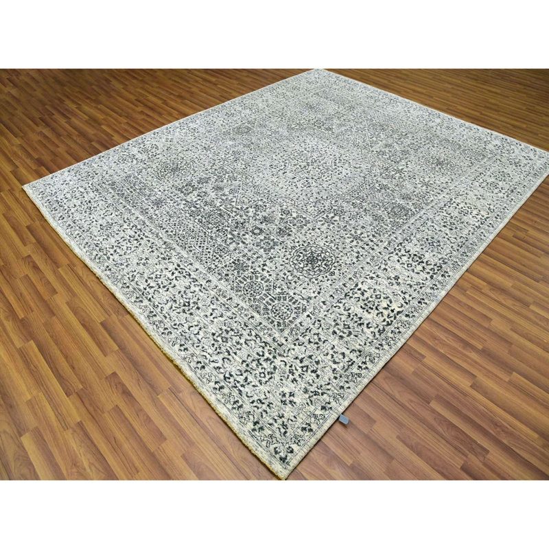 Tapis blanc en laine 100% laine nouée à la main 8 pi x 9 pi 10 po 1087004FF92842B49428EDF64FFFB9D4