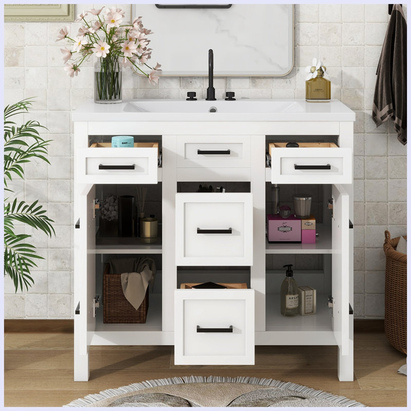 Meuble-lavabo moderne avec lavabo intégré en résine