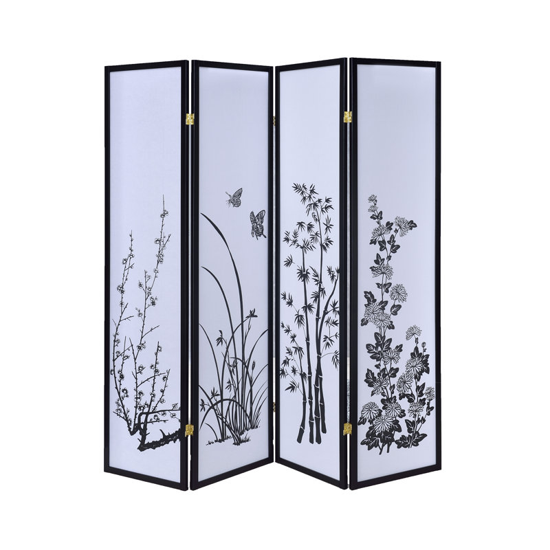 Evaline 70.5'' H Solid Wood Folding Room Divider, 4 Panel