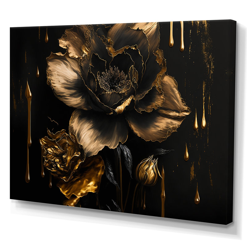 «Black and Gold Daffodil Design II» - reproduction sur toile jonquille, H 12 po x l 20 po x P 1 po, Toile tendue