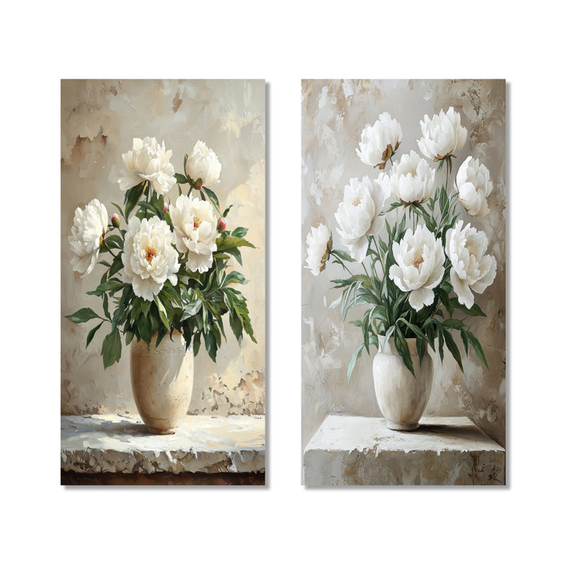 Vase en pivoines et fleurs murales Simplicity, 40" H x 40" W