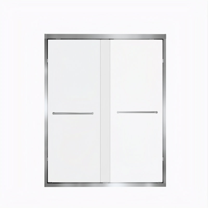 Bri 56'' - 60''W X 72''H Double Sliding Aluminum Frame Shower Door With 1/4" Clear Glass, Brushed Nickel