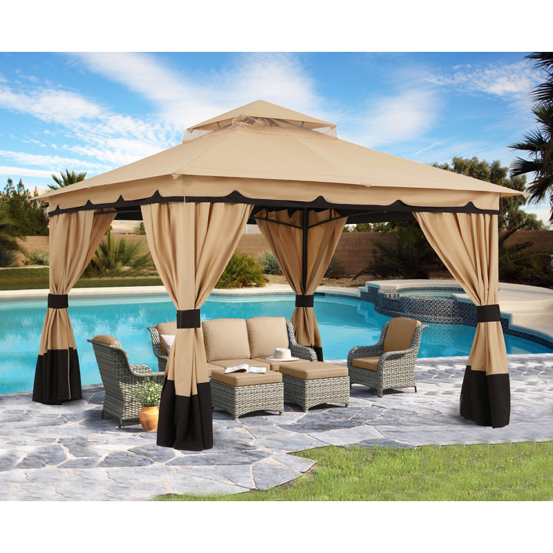 Steel Patio The Soft Roof Gazebos, Khaki, 11 Ft. W X 11 Ft. D