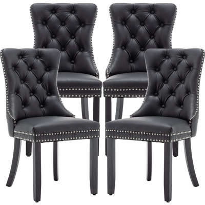 Ensemble de 4 chaises de salle à manger en cuir rembourrées avec garniture cloutée, Sillas de Comedor Modernas 2, chaises de cuisine en bois pour la salle à manger, la cuisine, la chambre à coucher