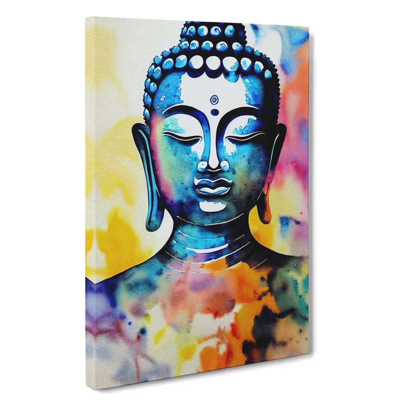 Buddha In Watercolour - Painting, Wrapped Canvas, 50cm H x 35cm W x 3cm D, No Matte