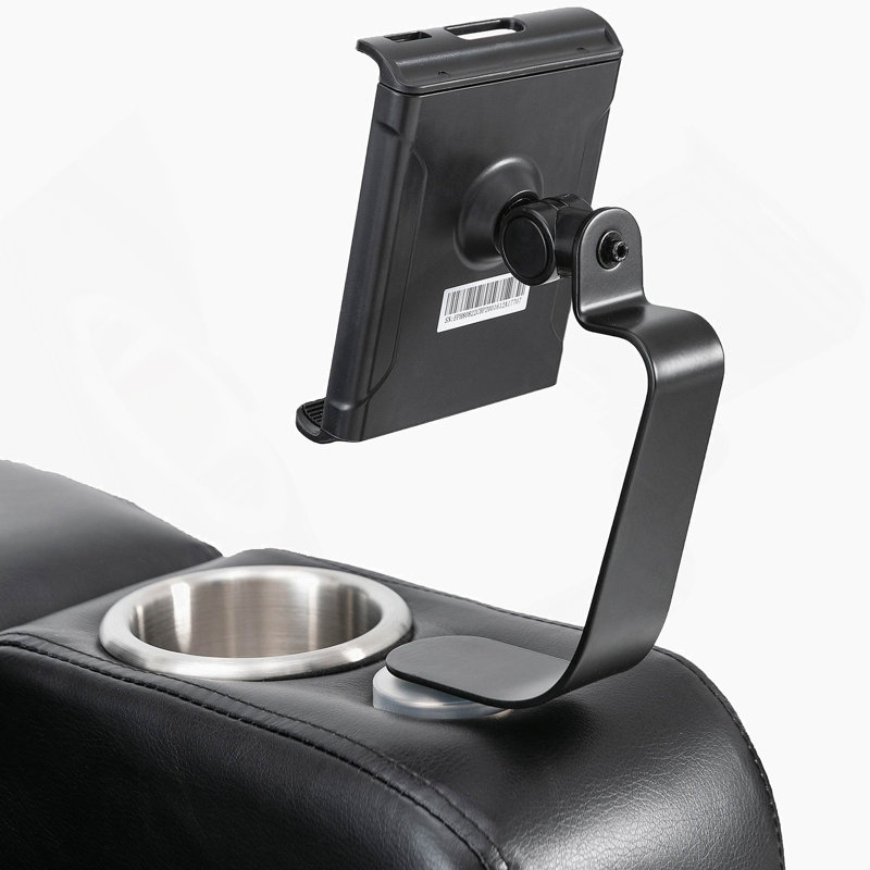 Fauteuil inclinable électrique avec bras de rangement, porte-gobelets, plateau pivotant et support pour téléphone portable, noir