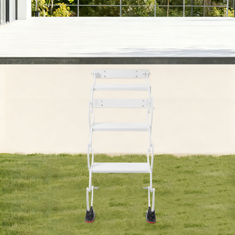 3 Steps Wall Mounted Retractable Folding Ladder, White