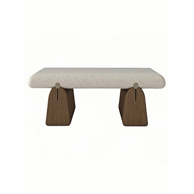 Banc rembourré en mélange de coton Haelie, H 17,71 po x l 47,24 po x P 15,74 po