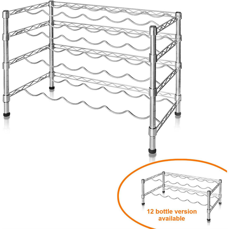 Peterson 24 Bottle Floor Wine Bottle Rack in Silver