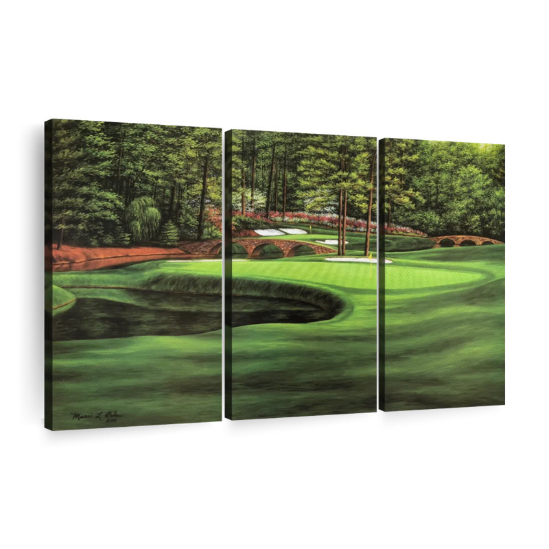 Ensemble de 3 pièces Augusta National 11th Hole I sur toile, H 36 po x l 57 po x P 1,25 po