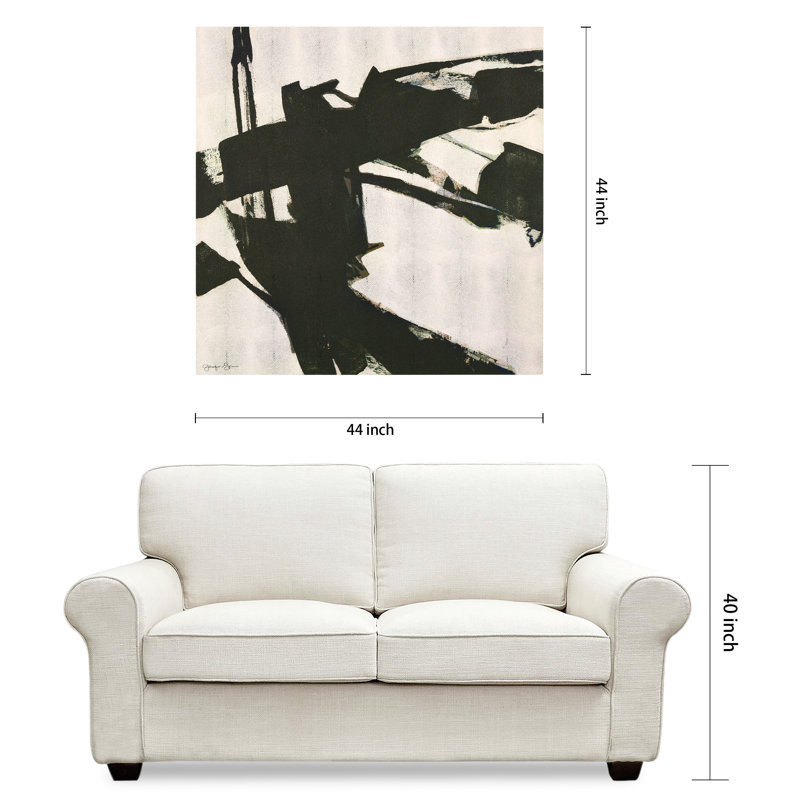 "Bold Abstraction I"  Abstract Black&White Art on Gold Shagreen Wrapped Canvas Wall Art