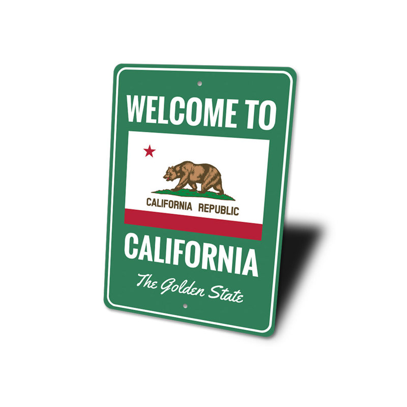 Panneau "Welcome to California" en aluminium, H 14 po x l 10 po x P 0,04 po