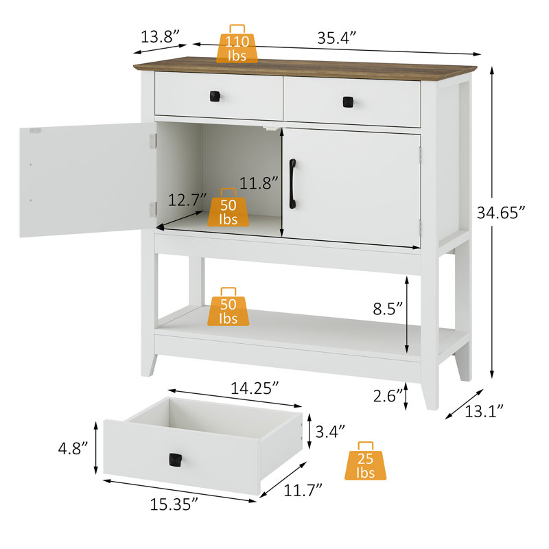 Console Table With Storage, Coffee Bar Cabinet, Entryway Table