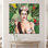 Œuvre d'art sur toile de coton inspirée de la Frida avec le thème de la tasse à thé fumante et des oiseaux de la jungle