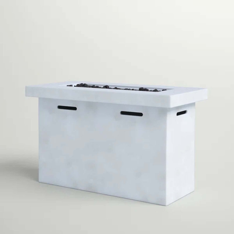 Fiber Reinforced Concrete Propane Outdoor Fire Pit Table, Natural/White