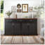 Buffet de rangement réglable avec 3 poignées rétro en métal et 4 pieds en pin, pour le hall d'entrée, le salon, la salle d'étude et la salle à manger-122837654-122837652