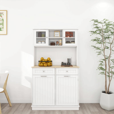 67.7" Tall Kitchen Trash Can Storage Cabinet With 3 Adjustable Shelves, 2 Drawers And 1 Tilt Out Trash Cabinet For Kitchen, Dinning Room, Living Room-White