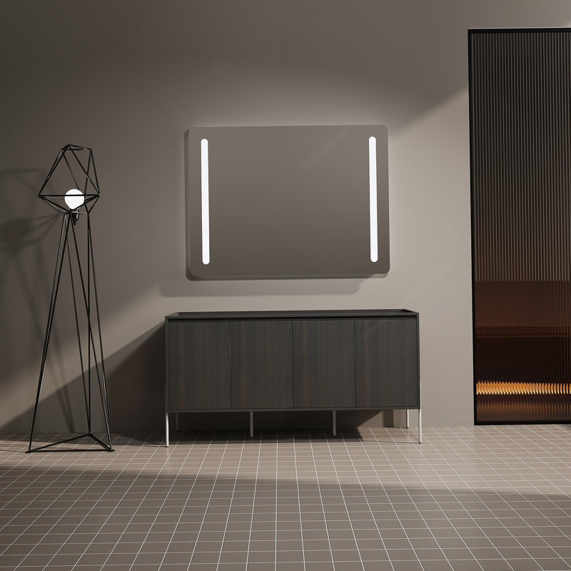 Meuble-lavabo de salle de bain autoportant avec portes à fermeture douce (ensemble KD) - sans le lavabo