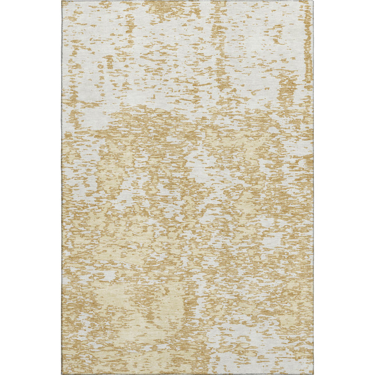 Premium Machine Washable Prisco Gold Rug