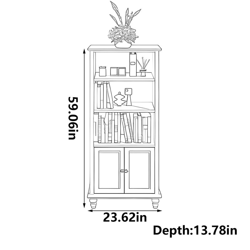 French style romantic bookcase, (3 Shelves) 59.06"H x 23.62"W x 13.78"D