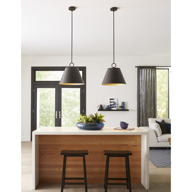 Nouveau luminaire suspendu Elda, Noir mat, H 15,25 po x l 17,87 po x P 17,87 po