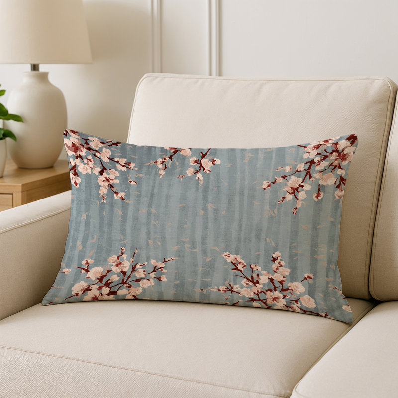 Coussin décoratif intérieur et extérieur Modern, Gris / rose / blanc abstrait, Rectangle H 20 po x l 14 po
