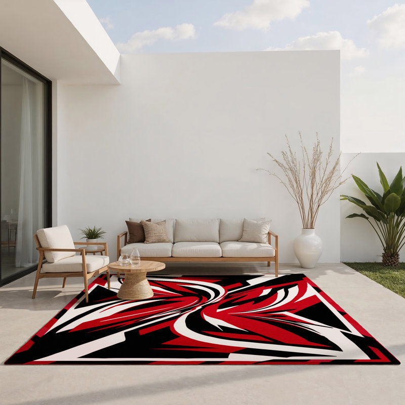 Bloodstone Mirage Indoor And Outdoor Area Rug, Rectangle 1'6" x 2'6"