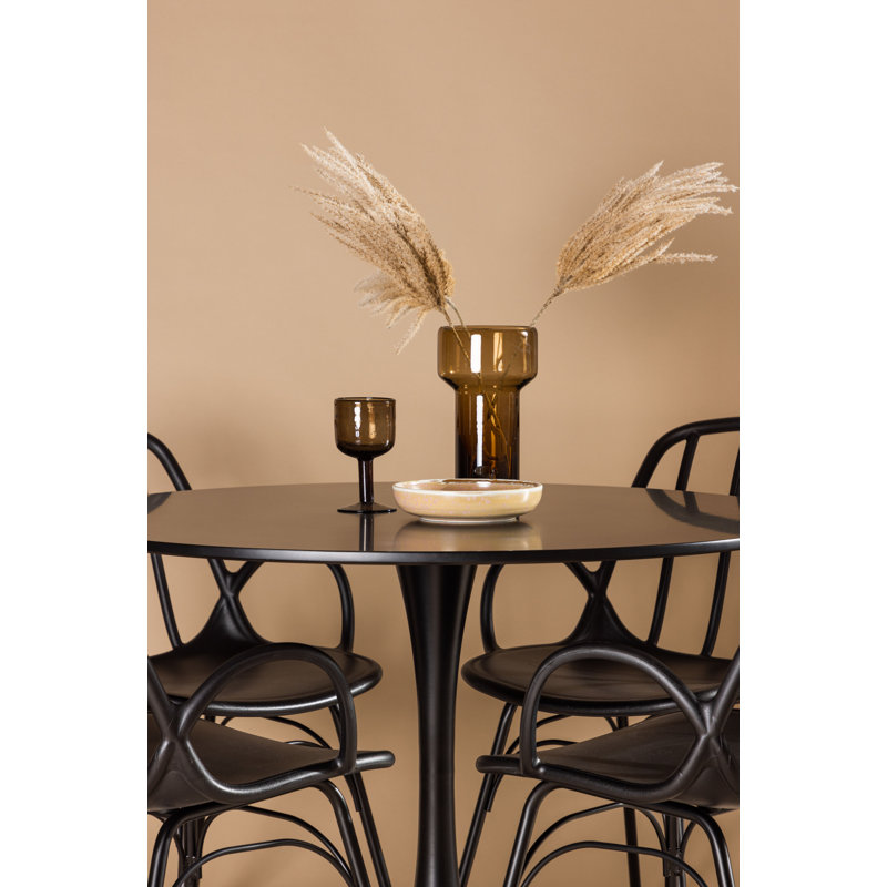 Canales 4 - Person Dining Set, Black, Black