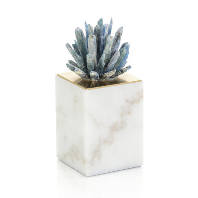 Cyanite Starburst On Marble Sculpture I