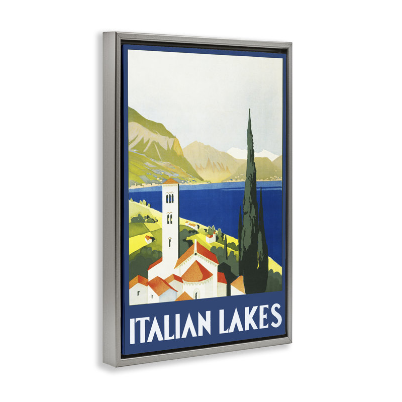 Cadre flottant italien Italian Lakes, par PIDDIX, H 31 po x l 21 po, Cadre flottant gris lustré
