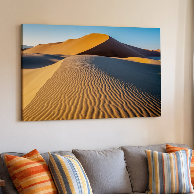 Reproduction d'art sur toile, "Un vaste paysage désertique avec dunes de sable ondulées", H 20 po x l 30 po