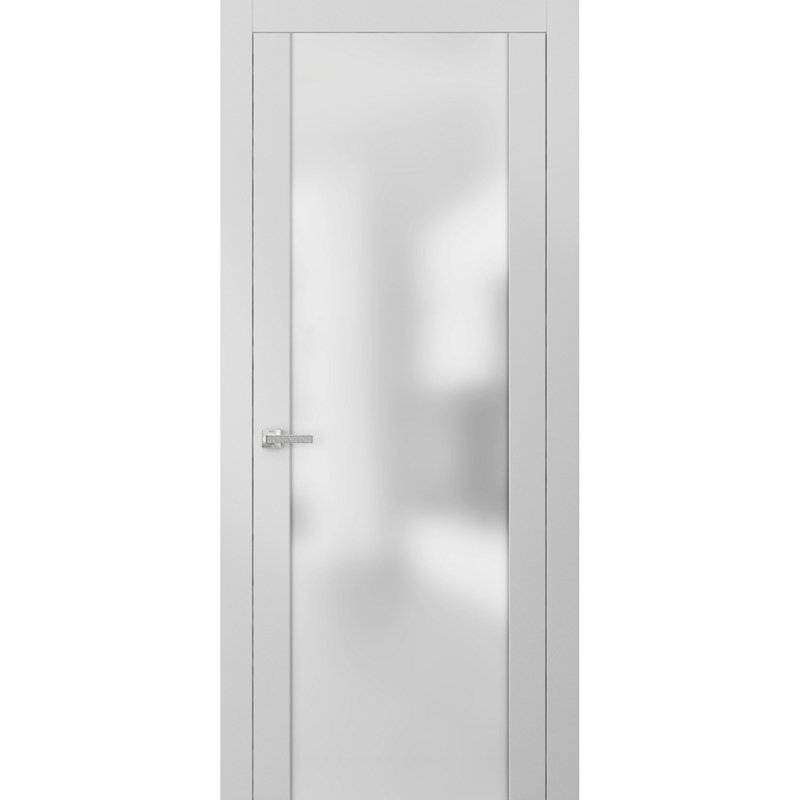 Porte standard en verre givré Planum, 28 po x 80 po, Satin blanc